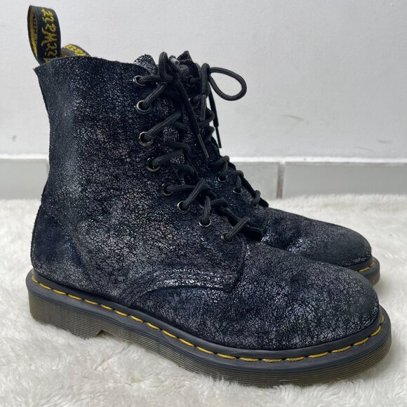 Dr. Martens #1460 Women's Black Pascal Iridescent Crackle Lace Up Boots Size 8 - Picture 3 of 11